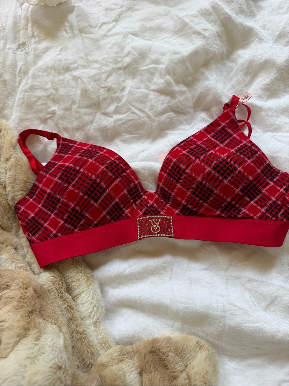 Victoria's Secret Red Plaid Wireless Bra